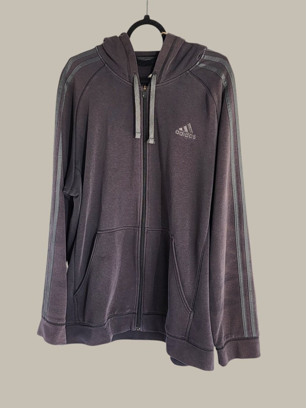 Adidas French Terry Full-Zip Cotton Hoodie – Black, Size Large
